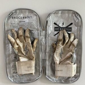 Bruce Bolt chrome series long cuff white batting gloves (YM)